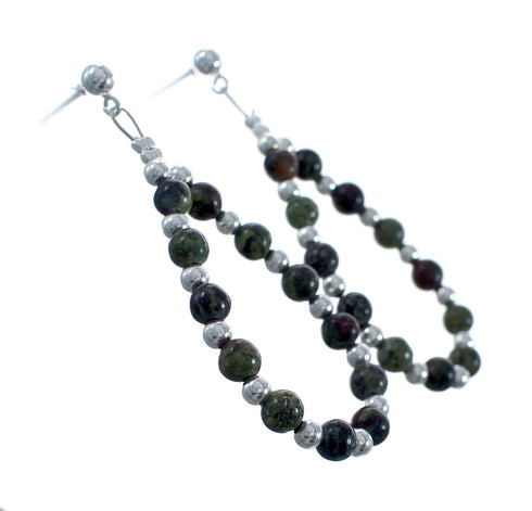 Sterling Silver Unakite Bead Post Dangle Earrings AX128084